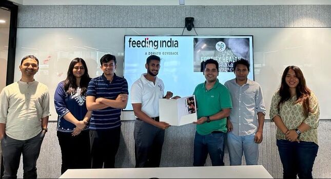 The Feeding India and Fortify Health teams meeting in Gurgaon to sign the partnership Memorandum of Understanding.
